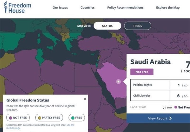 عربستان در صدر ناقضان حقوق بشر و سرکوب آزادی بیان قرار گرفت