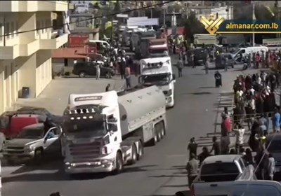 قافلة صهاریج کسر الحصار الامریکی تعبر بلدة العین البقاعیة فی طریقها نحو مدینة بعلبک+ فیدیو