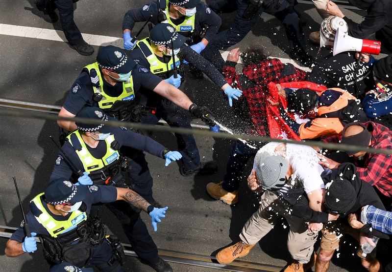 Police Use Pepper Spray at Protest in Australia