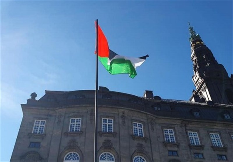 Palestinian Flag Flies outside Denmark Parliament Building