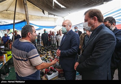 بازدید محمدباقر قالیباف رئیس مجلس شورای اسلامی از بازار صومعه‌سرا