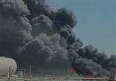 آتش سوزی در منطقه صنعتی «جبل علی» دبی امارات + تصاویر