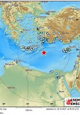  زمین لرزه ۶.۴ ریشتری در دریای مدیترانه 