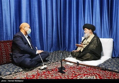 دیدار محمد باقر قالیباف رئیس مجلس شورای اسلامی با آیت‌الله علوی گرگانی مرجع تقلید شیعیان 