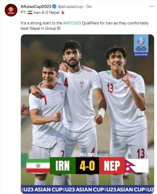 Iran Beats Nepal at 2022 AFC U-23 Asian Cup Qualification