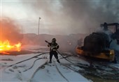 آتش سوزی در منطقه صنعتی نزدیک «دیمونا»‌ در فلسطین اشغالی + فیلم و تصاویر
