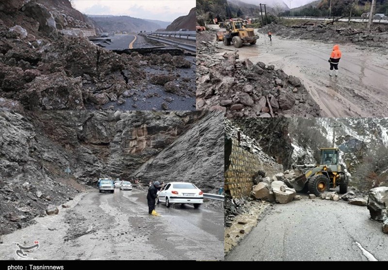 خودروی مدفون‌شده زیر حجم سنگین خاک در جاده چالوس + فیلم و تصاویر