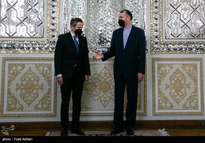 دیدار رافائل گروسی رئیس آژانس بین‌المللی انرژی اتمی با حسین امیرعبداللهیان وزیر امور خارجه ایران