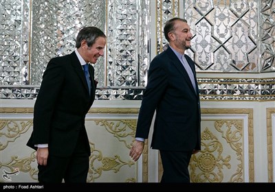 دیدار رافائل گروسی رئیس آژانس بین‌المللی انرژی اتمی با حسین امیرعبداللهیان وزیر امور خارجه ایران