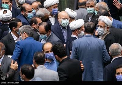 حضور محمد‌باقر قالیباف رئیس مجلس شورای اسلامی در جلسه مشترک نمایندگان مجلس و اعضای شورای عالی قضایی