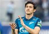 Zenit Forward Azmoun Scores against Chelsea