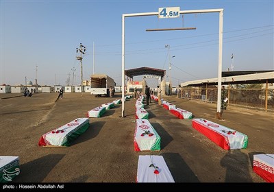 ورود پیکر 58 شهید تازه تفحص شده از مرز شلمچه