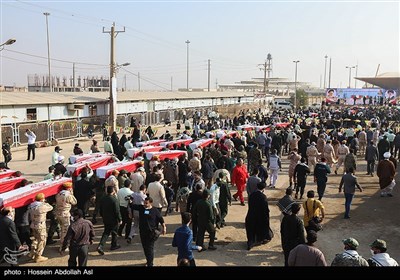ورود پیکر 58 شهید تازه تفحص شده از مرز شلمچه