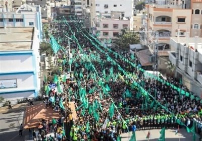  برگزاری مراسم سی‌وچهارمین سال تاسیس حماس در غزه 