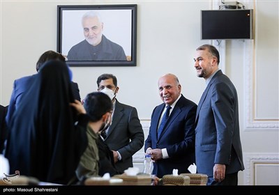 حسین امیرعبداللهیان وزیر امور خارجه ایران و فواد حسین وزیر امور خارجه عراق 