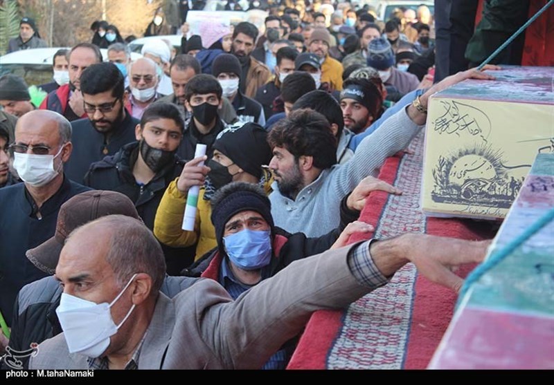 پیکرهای 2 شهید گمنام در تایباد تشییع شد + فیلم