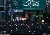 تشییع پیکر مطهر شهید سیدمرتضی رضا قدیری در تجمع عزاداران فاطمی در میدان شهید طهرانی مقدم