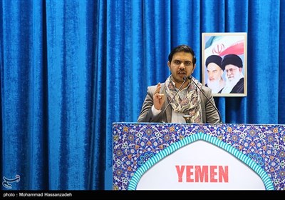 احمد الشامی معاون فرهنگی اتحادیه دانشجویان یمنی در نماز جمعه تهران