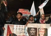تظاهرات لبنانی‌ها مقابل سفارت فرانسه در همبستگی با «جورج عبدالله»