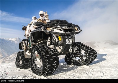 تمرین برف نوردی نیروهای تیپ ویژه صابرین با موتور چهارچرخ شنی دار ATV