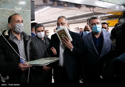  حضور علیرضا زاکانی شهردار تهران در مراسم افتتاح ایستگاه مترو بوستان گفتگو