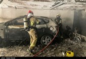 سوختن جک S5 در شعله‌های آتش پارکینگ ساختمان مسکونی + فیلم و تصاویر