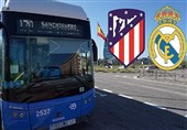 انتقال بازیکنان رئال و اتلتیکو به محل برگزاری دربی مادرید با اتوبوس شهری
