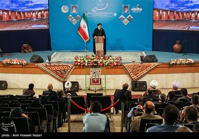 سخنرانی سیدابراهیم رئیسی رئیس جمهور در دیدار با نخبگان ،‌علما ،خانواده های شهدا، ایثارگران و جمعی از اقشار مختلف مردم