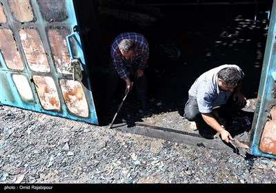 مهار آتش سوزی کارخانه فرآوری فندق