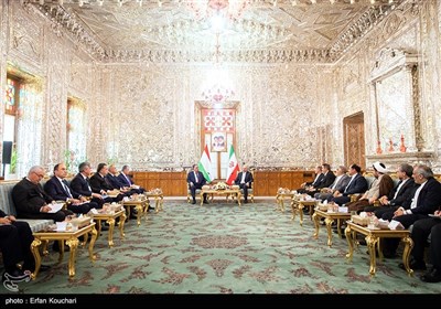 دیدار امامعلی رحمان رئیس جمهور تاجیکستان با محمد باقر قالیباف رئیس مجلس شورای اسلامی 
