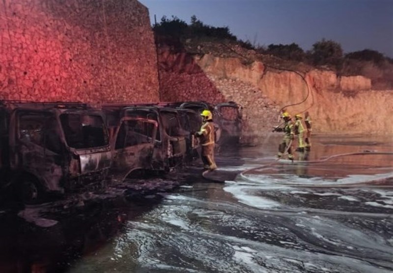 آتش سوزی 6 کامیون حامل سوخت در اراضی اشغالی + عکس