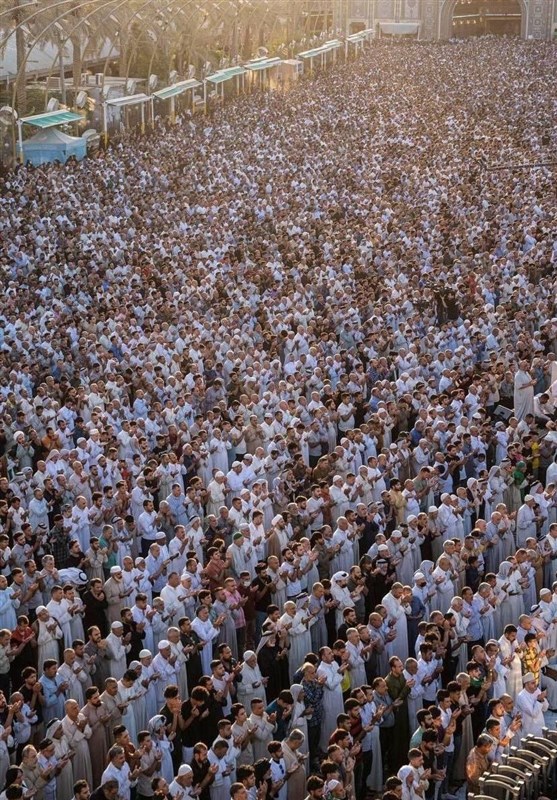 برگزاری نماز عید قربان در بین‌الحرمین کربلای معلی + تصاویر