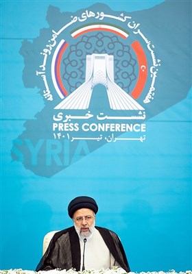 سخنرانی سید ابراهیم رئیسی رئیس جمهوری اسلامی ایران در کنفرانس خبری اجلاس سه جانبه آستانه