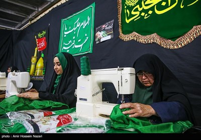 کارگاه دوخت ،بسته بندی لباس شیرخوارگان حسینی و چادر متبرک حضرت رقیه (س) در قزوین