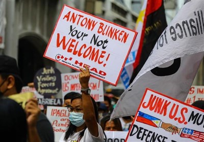  تظاهرات علیه حضور بلینکن در فیلیپین 