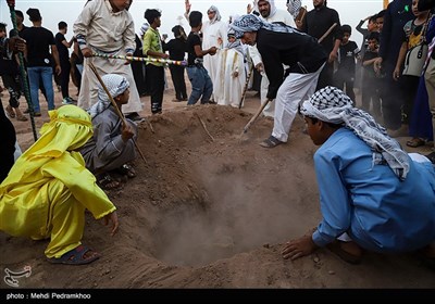 آیین تدفین نمادین شهدای کربلا در شهرستان حمیدیه-