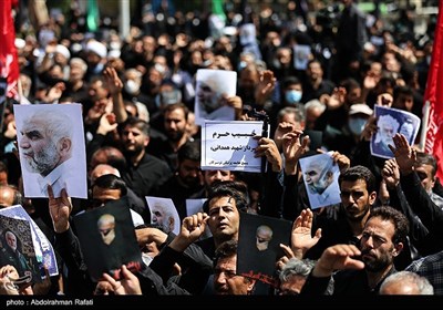تجمع مردم همدان در محکومیت اهانت به سردار شهید حاج حسین همدانی