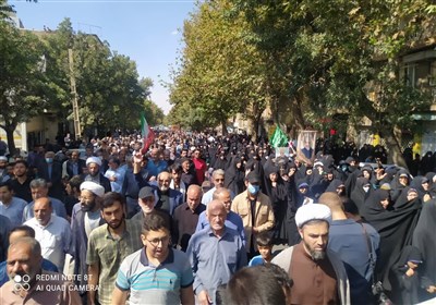 راهپیمایی پرشور مردم همدان در محکومیت اغتشاشگران + فیلم