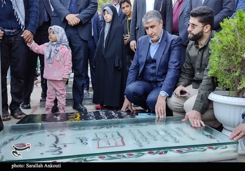 رئیس سازمان انرژی اتمی به مقام شامخ شهید سلیمانی ادای احترام کرد + تصاویر