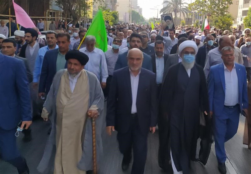 راهپیمایی بوشهری‌ها در محکوم اقدامات هنجارشکنان و اغتشاشگران+تصویر