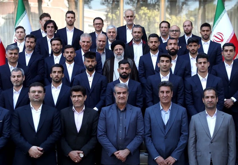 بدرقه تیم ملی فوتبال ایران با حضور آیت‌الله رئیسی/ آرزوی موفقیت رئیس‌جمهور برای موفقیت ملی‌پوشان