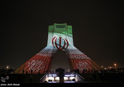ویدئو مپینگ و نور افشانی برج آزادی به مناسبت پیروزی تیم ملی در مقابل تیم ولز 