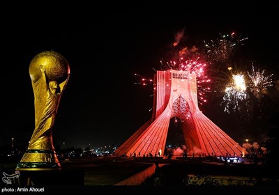 ویدئو مپینگ و نور افشانی برج آزادی به مناسبت پیروزی تیم ملی در مقابل تیم ولز 