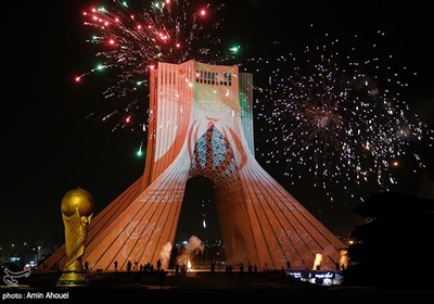 ویدئو مپینگ و نور افشانی برج آزادی به مناسبت پیروزی تیم ملی در مقابل تیم ولز