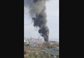 آتش سوزی یک مخزن روغن در بندر سامسون ترکیه