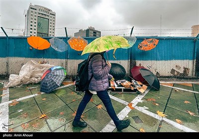 People Enjoy Autumn Rain in Tehran