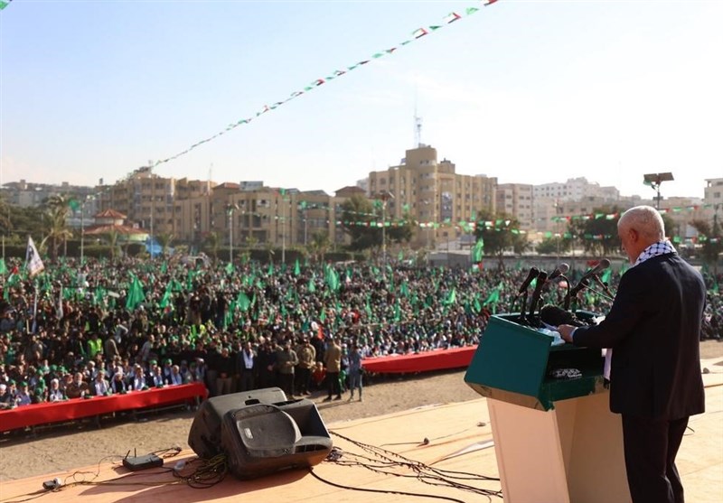 اجتماع مردمی 35 سالگی تاسیس حماس در نوار غزه؛ حضور یحیی سنوار