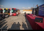 رونمایی از خودروهای جدید ناوگان اتوبوسرانی در کرمانشاه
