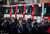 رونمایی از خودروهای جدید ناوگان اتوبوسرانی در کرمانشاه