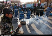 مراسم استقبال از 6 شهید گمنام در پایگاه  شکاری شهید نوژه همدان